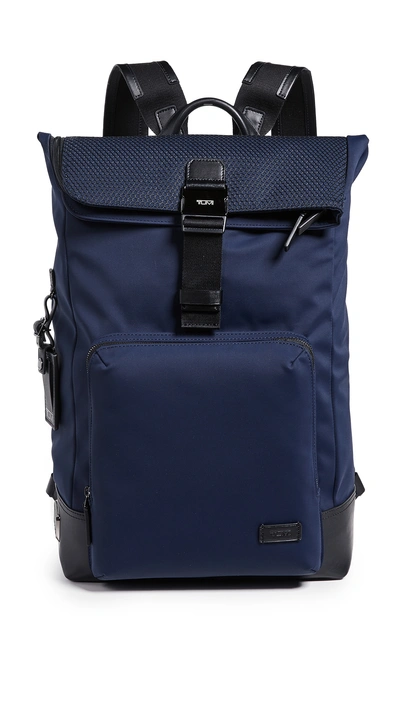 Tumi Harrison Oak Roll Top Backpack In Navy Mesh | ModeSens