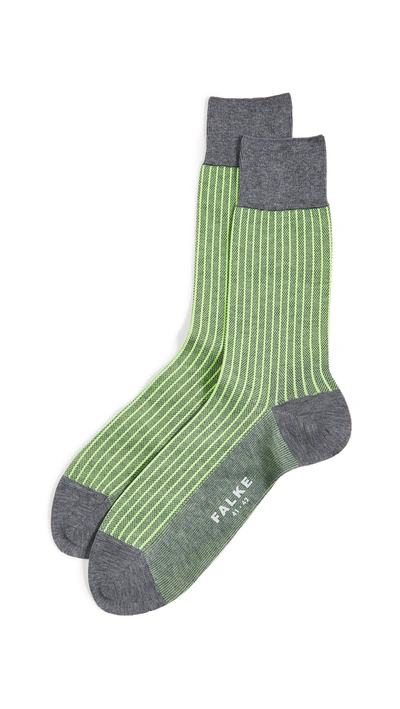 Shop Falke Oxford Stripe Socks In Steel Melange