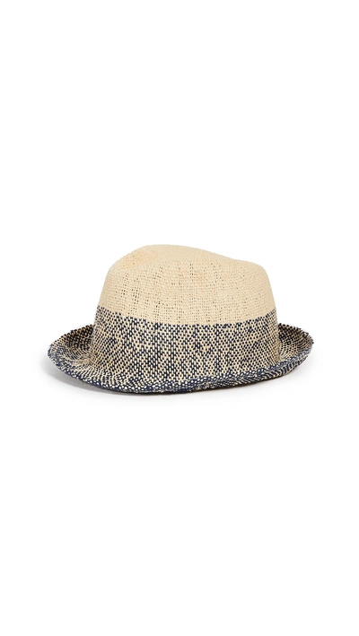 Shop Paul Smith Two Tone Straw Trilby Hat In Blue Multi