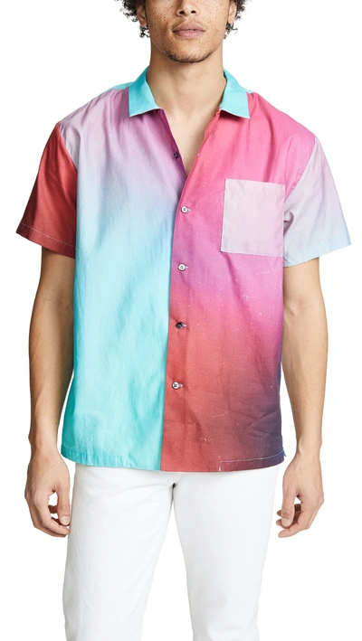 Shop Double Rainbouu Short Sleeve Hawaiian Synth Aura Shirt