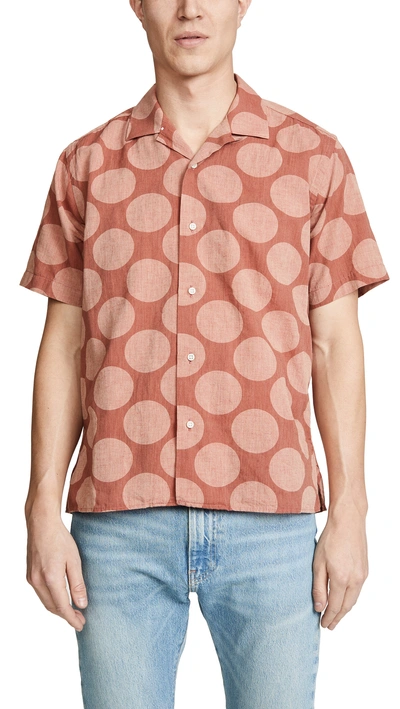 Shop Gitman Vintage Bd Big Dot Shirt - Camp Collar In Red