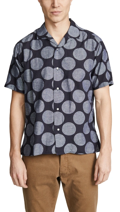 Shop Gitman Vintage Bd Big Dot Shirt - Camp Collar In Navy