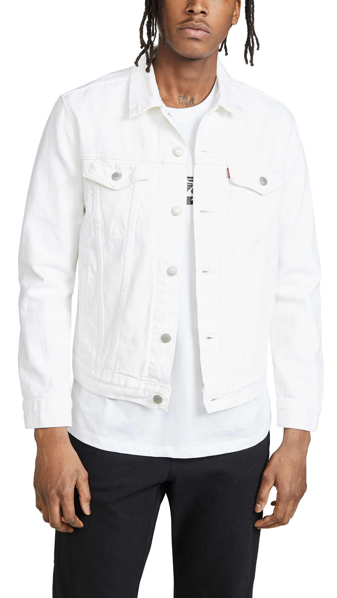 levi's white jeans jacket