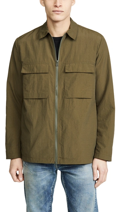 Shop Norse Projects Jens Zip Overshirt In Ivy Green