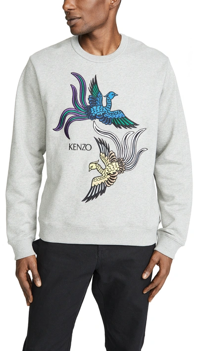 Shop Kenzo Phoenix Sweatshirt In Pearl Grey