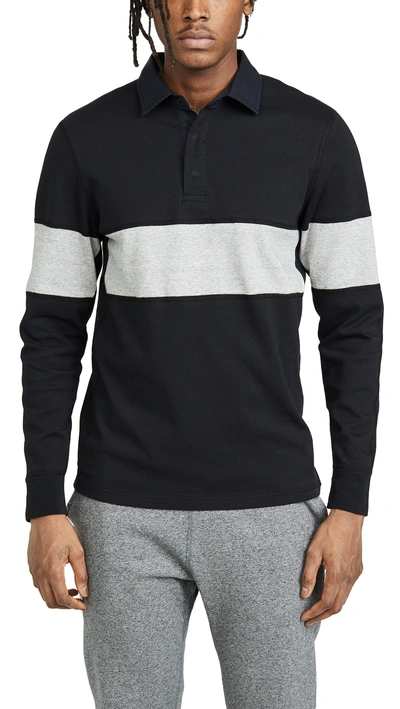 Long Sleeve Rugby Shirt In Black grey