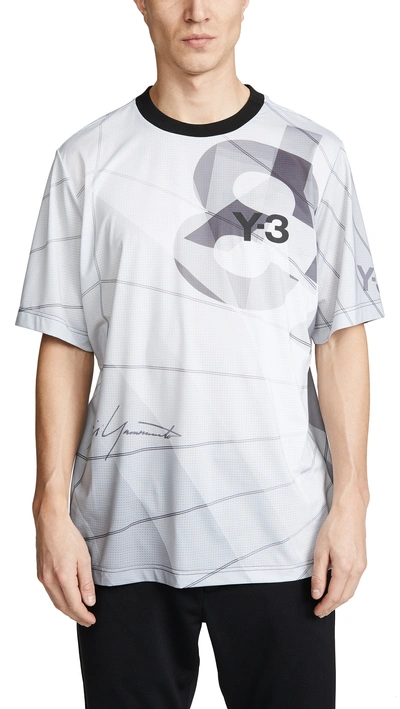 Shop Y-3 M Aop Football Shirt In Parachute Core White