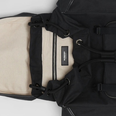 Shop Burberry Medium Logo Detail Cotton Blend Backpack In Black