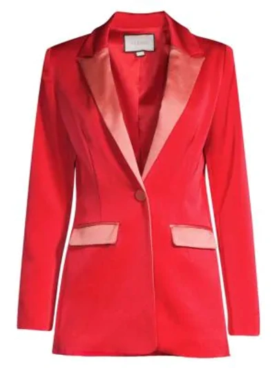 Shop Alexis Nevra Satin-trim Blazer In Red