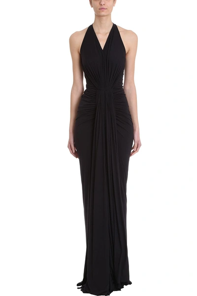 Shop Rick Owens Gown Draped Jersey Dress In Black