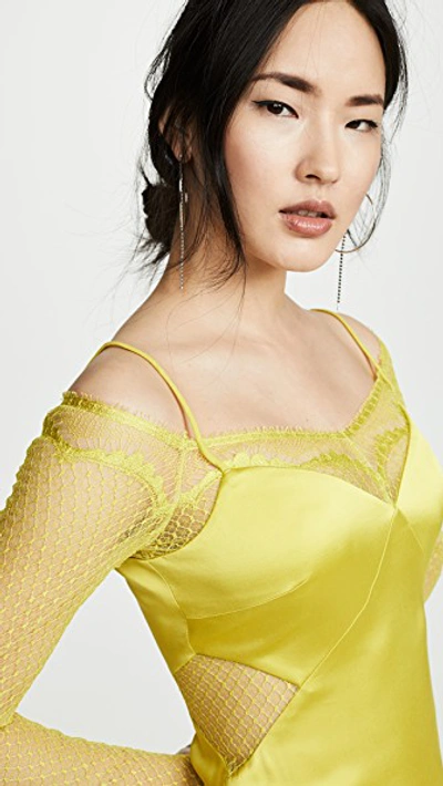 Shop Cushnie Pencil Dress With Long Sleeve Lace Underlay In Lime