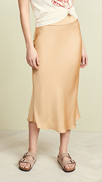 normani bias cut satin skirt