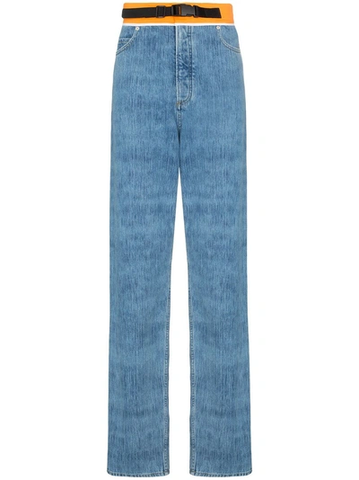 Shop Maison Margiela Contrast Waist Side Release Buckle Jeans - Blue