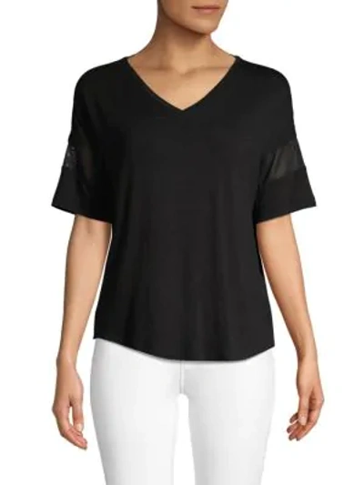 Shop Marc New York V-neck High-low Tee In Black