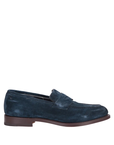 Shop Santoni Loafers In Dark Blue