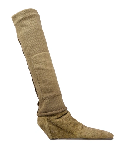 Shop Rick Owens Knee Boots In Military Green