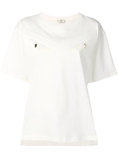 Shop Fendi Face Motif T-shirt - White