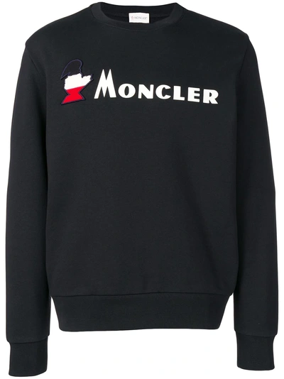 Shop Moncler Logo Patch Sweatshirt - Blue