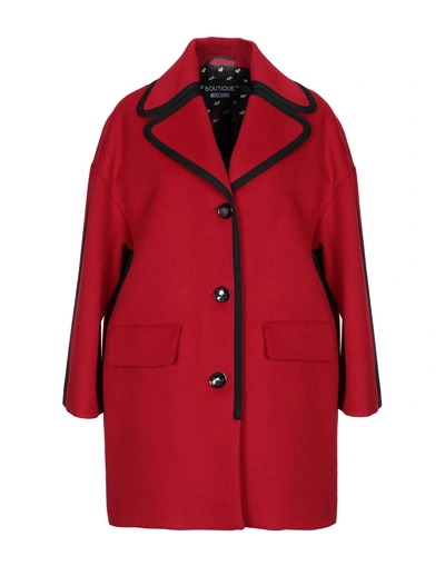 Shop Boutique Moschino Coat In Red