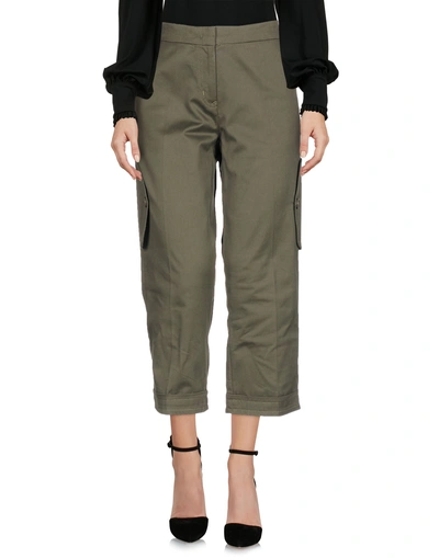 Shop Moschino Cropped Pants & Culottes In Military Green