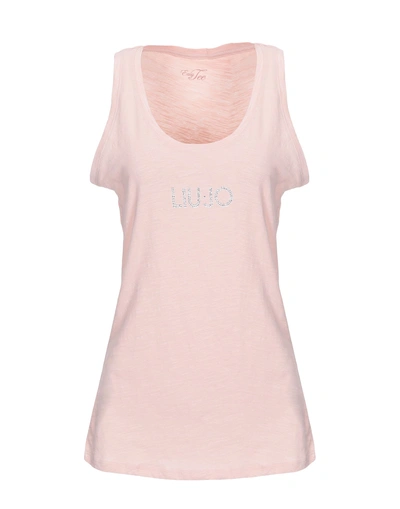 Shop Liu •jo Tank Tops In Pastel Pink