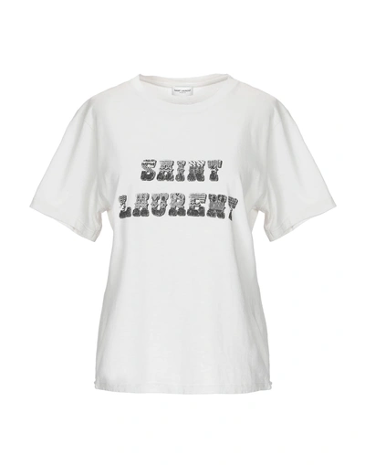 Shop Saint Laurent Woman T-shirt Light Grey Size Xs Cotton