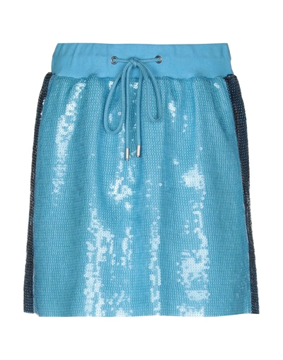 Shop Alberta Ferretti Woman Mini Skirt Sky Blue Size 6 Acetate, Cupro, Cotton, Polyamide