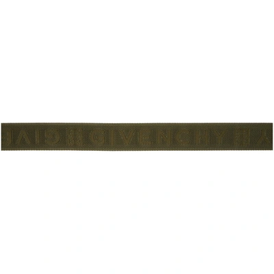Shop Givenchy Khaki Webbing Logo Belt