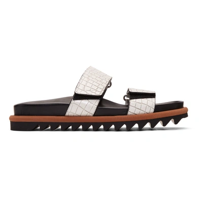 Shop Dries Van Noten White Croc Slides In 001 White