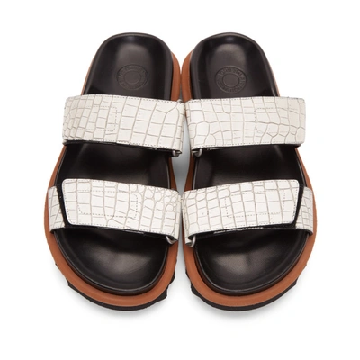 Shop Dries Van Noten White Croc Slides In 001 White