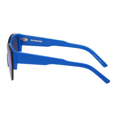 Shop Balenciaga Blue Cat Ski Sunglasses In 004 Blue