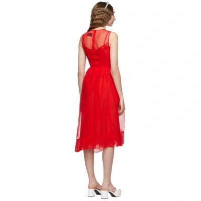 Shop Simone Rocha Red Asymmetric Gathered Dress