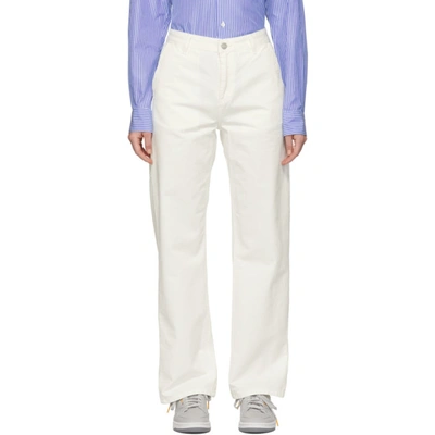 Shop Carhartt Work In Progress Off-white Straight Pierce Trousers In 350gd Off-w