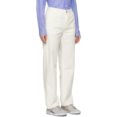 Shop Carhartt Work In Progress Off-white Straight Pierce Trousers In 350gd Off-w
