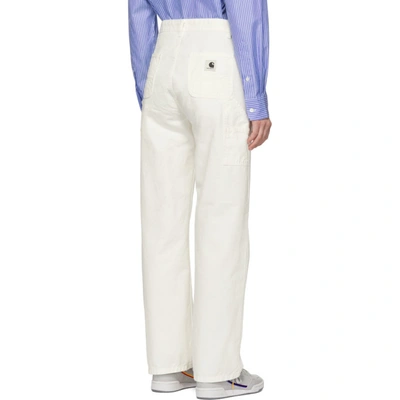 Shop Carhartt Work In Progress Off-white Straight Pierce Trousers In 350gd Off-w