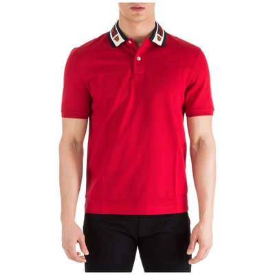 Shop Gucci Web Collar Polo Shirt In Red