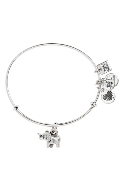 Shop Alex And Ani Charity By Design Elephant Ii Adjustable Bangle In Silver
