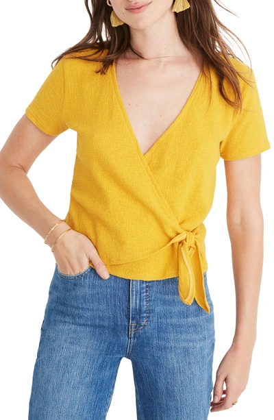 Shop Madewell Texture & Thread Wrap Top In Tungsten Glow