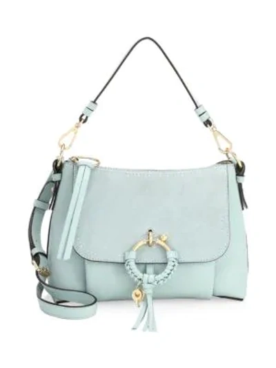 Shop See By Chloé Small Joan Leather Shoulder Bag In Icy Blue
