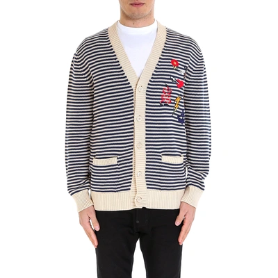 Shop Gucci Striped Embroidered Cardigan In Mutli