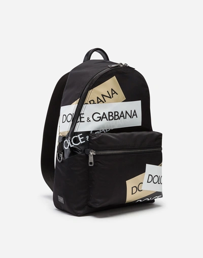 Shop Dolce & Gabbana Printed Nylon Vulcano Backpack In Black