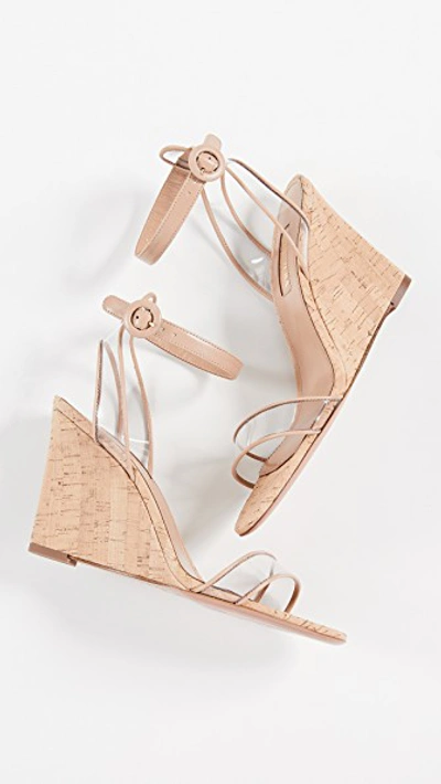 Shop Aquazzura 85mm Minimalist Wedge Sandals In Powder Pink