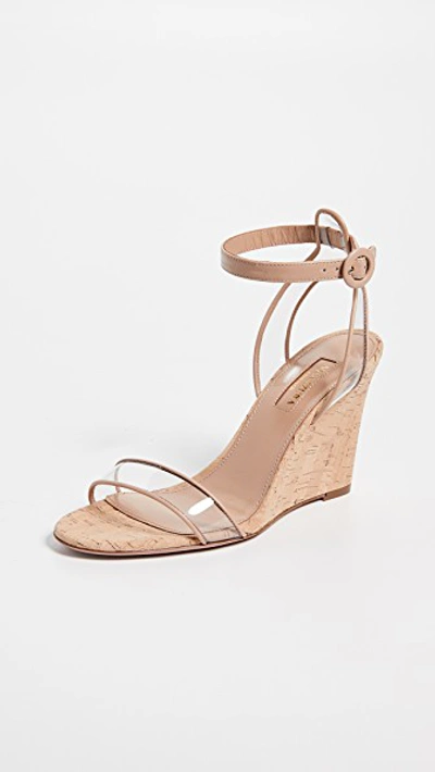 Shop Aquazzura 85mm Minimalist Wedge Sandals In Powder Pink