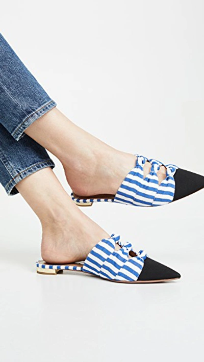 Shop Aquazzura Mondaine Mule Flats In Blue/white