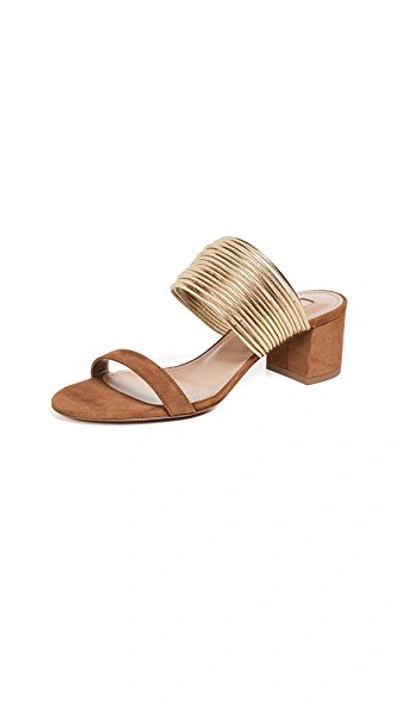 Shop Aquazzura Rendez Vous 50mm Sandals In Cognac/gold