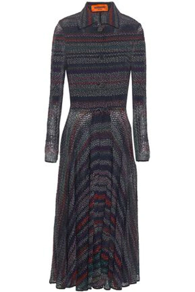 Shop Missoni Woman Metallic Crochet-knit Midi Dress Black