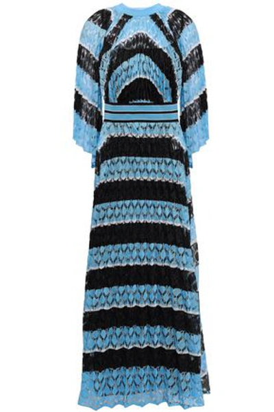 Shop Missoni Woman Pleated Crochet-knit Maxi Dress Sky Blue