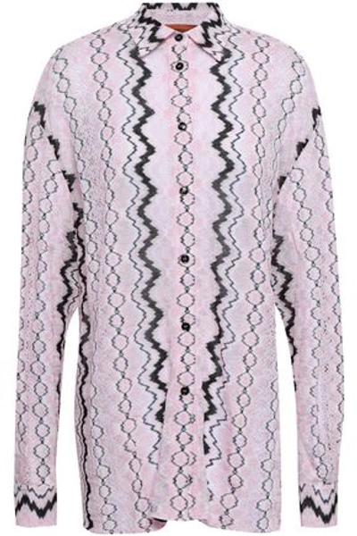 Shop Missoni Crochet-knit Shirt In Baby Pink