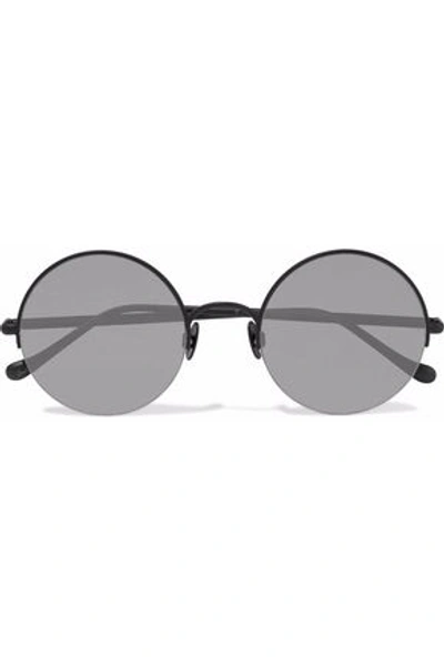 Shop Sunday Somewhere Woman Raine Round-frame Metal Mirrored Sunglasses Dark Gray