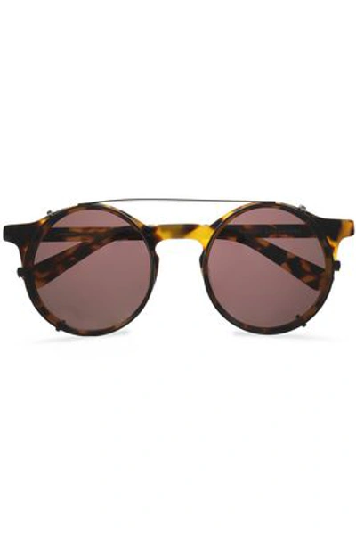 Shop Sunday Somewhere Woman Lorenzo Round-frame Tortoiseshell Acetate And Gold-tone Mirrored Sunglasses L In Lilac